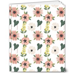 Flower White Pattern Floral 8  X 10  Softcover Notebook by anzea