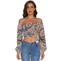 Grateful Dead Artsy Long Sleeve Crinkled Weave Crop Top by Bedest