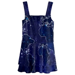 Blue World Map Starry Night Sky World Map Concept Art Kids  Layered Skirt Swimsuit by Loisa77