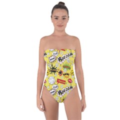 Cartoon Comics Pattern Tie Back One Piece Swimsuit by Loisa77