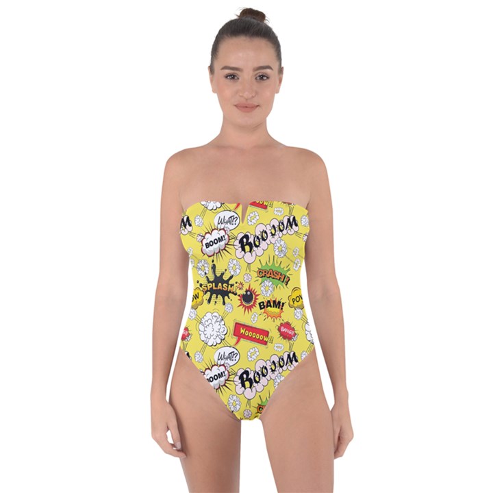 Cartoon Comics Pattern Tie Back One Piece Swimsuit