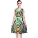 Monkey Tiger Bird Parrot Forest Jungle Style V-Neck Midi Sleeveless Dress  View1