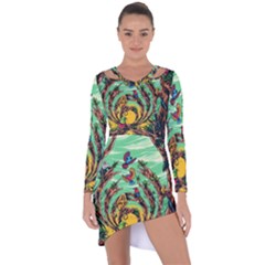 Monkey Tiger Bird Parrot Forest Jungle Style Asymmetric Cut-out Shift Dress by Grandong