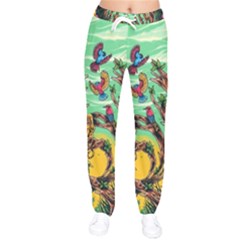 Monkey Tiger Bird Parrot Forest Jungle Style Women Velvet Drawstring Pants by Grandong