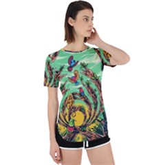 Monkey Tiger Bird Parrot Forest Jungle Style Perpetual Short Sleeve T-shirt by Grandong