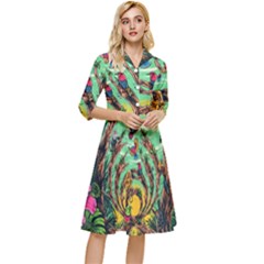 Monkey Tiger Bird Parrot Forest Jungle Style Classy Knee Length Dress by Grandong