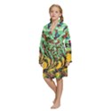 Monkey Tiger Bird Parrot Forest Jungle Style Kids  Long Sleeve Velvet Lounge Robe View2