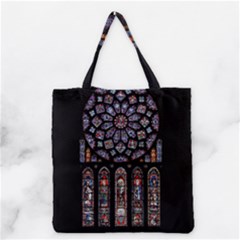 Chartres Cathedral Notre Dame De Paris Stained Glass Grocery Tote Bag by Grandong