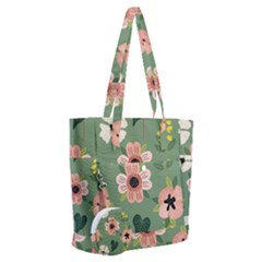 Flower Green Pink Pattern Floral Everyday Shoulder Bag With Pouch Bag by anzea