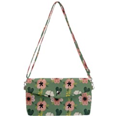 Flower Green Pink Pattern Floral Removable Strap Clutch Bag by anzea