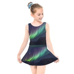 Aurora Borealis Beautiful Northern Lights Nature Kids  Skater Dress Swimsuit by Loisa77