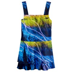 Night Skiing Colored Dead Grateful Lights Mountain Kids  Layered Skirt Swimsuit by Loisa77