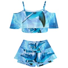 Dolphin Blue Fantasy Kids  Off Shoulder Skirt Bikini by Loisa77