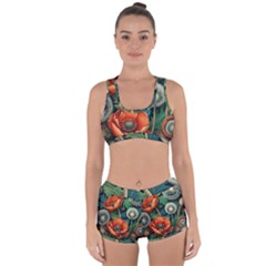 Flower Poppies Racerback Boyleg Bikini Set by Loisa77