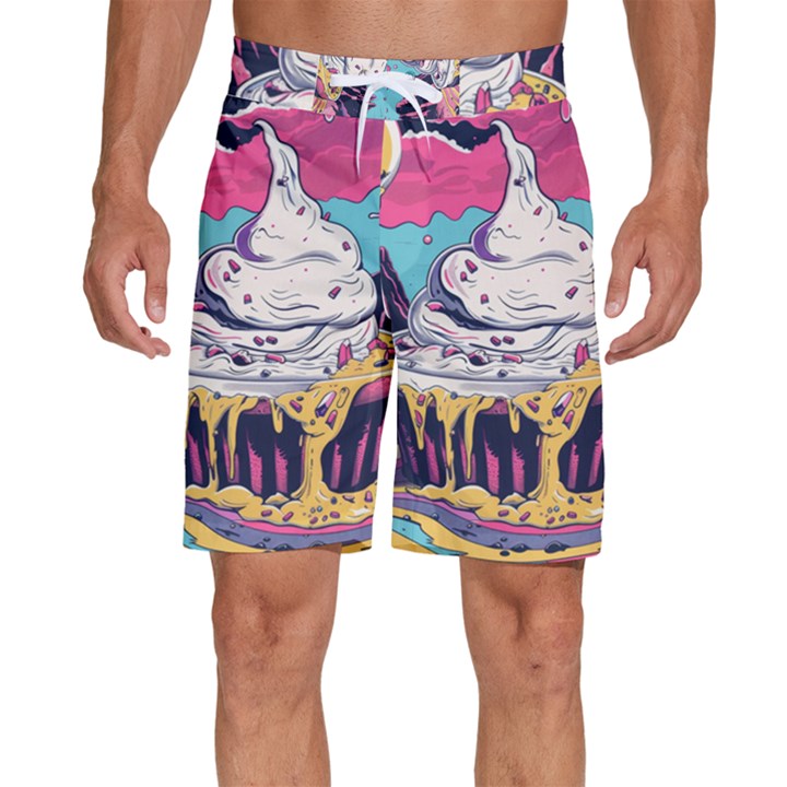 Dessert Chocolate Cream Men s Beach Shorts