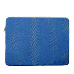 Blue Wave Abstract Texture Seamless 15  Vertical Laptop Sleeve Case With Pocket by Loisa77