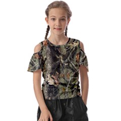 Realtree Camo Seamless Pattern Kids  Butterfly Cutout T-shirt by Perong