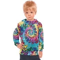 Tie Dye Grateful Dead Bears Kids  Hooded Pullover by Perong