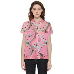 Aesthetic Cute Kawaii Watermelon Short Sleeve Pocket Shirt by Perong