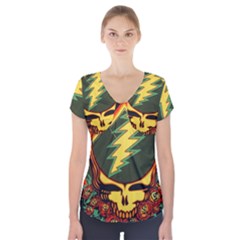 Grateful Dead Scarlet Fire Short Sleeve Front Detail Top by Perong