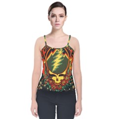 Grateful Dead Scarlet Fire Velvet Spaghetti Strap Top by Perong