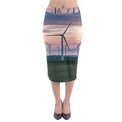 Wind Giants At Twilight Midi Pencil Skirt by Tellerarts