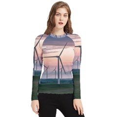 Wind Giants At Twilight Women s Long Sleeve Rash Guard by Tellerarts