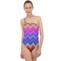 Pattern Chevron Zigzag Background Classic One Shoulder Swimsuit View1