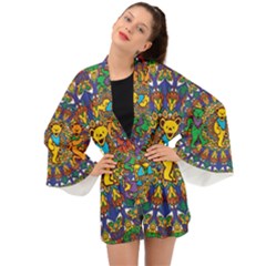 Dead Dancing Bears Grateful Dead Pattern Long Sleeve Kimono by Grandong