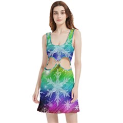 Christmas-snowflake-background Velour Cutout Dress by Grandong