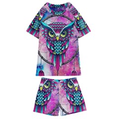 Owl Dreamcatcher Kids  Swim T-shirt And Shorts Set by Grandong