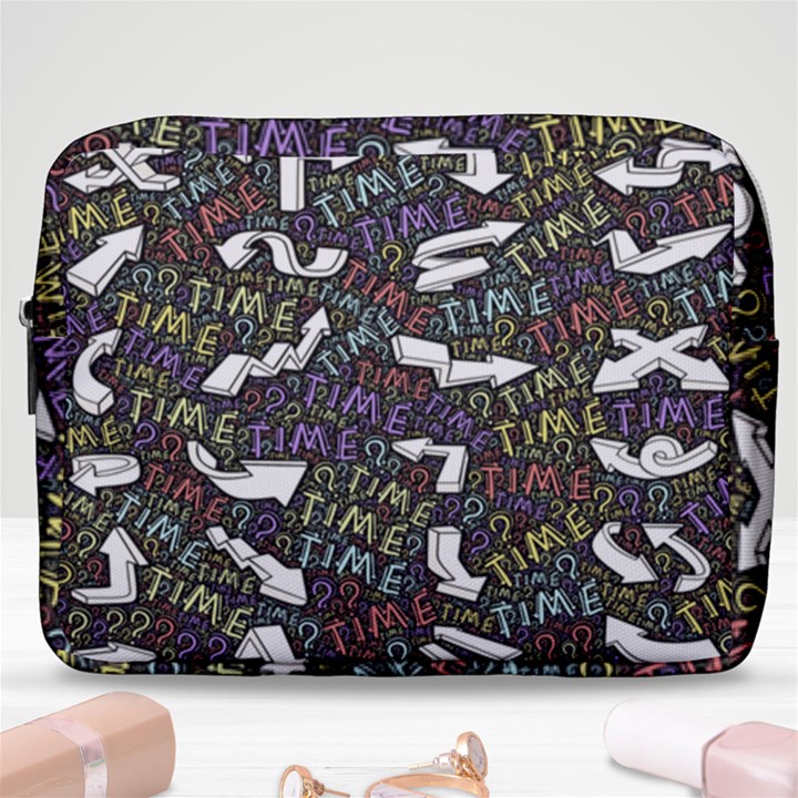 Time Nonlinear Curved Undirected Make Up Pouch (Large)