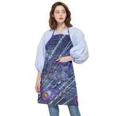 Peacock Bird Feathers Coloured Plumage Pocket Apron by Perong