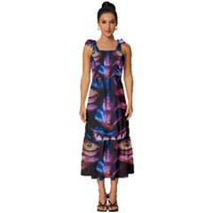 Shadow Madness (ai) Tie-strap Tiered Midi Chiffon Dress by dflcprintsclothing