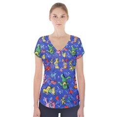 Grateful Dead Bears Short Sleeve Front Detail Top by Perong