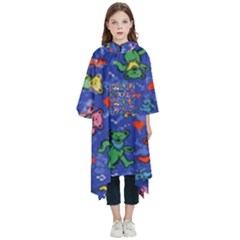 Grateful Dead Bears Kids  Hooded Rain Ponchos by Perong