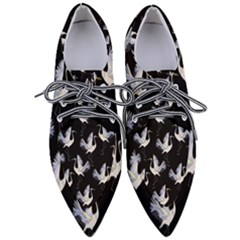 Crane Pattern Pointed Oxford Shoes by Bedest