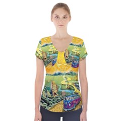 Grateful Dead Golden Road Short Sleeve Front Detail Top by Bedest