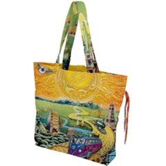 Grateful Dead Golden Road Drawstring Tote Bag by Bedest