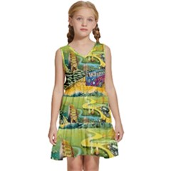 Grateful Dead Golden Road Kids  Sleeveless Tiered Mini Dress by Bedest