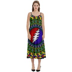 Grateful Dead Bear Pattern Casual Spaghetti Strap Midi Dress by Maspions