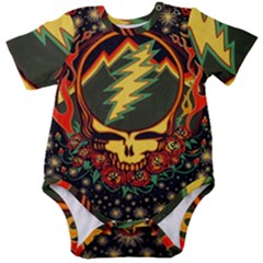 Grateful Dead Steal Your Face Deadhead Hippie Logo Music Baby Short Sleeve Bodysuit by Perong