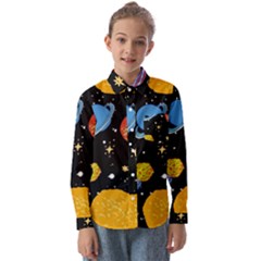 Space Galaxy Art Cute Art Kids  Long Sleeve Shirt by Perong