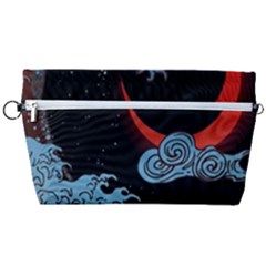 Night In The Ocean Red Waves Art Moon Dark Japanese Wave Handbag Organizer by Perong