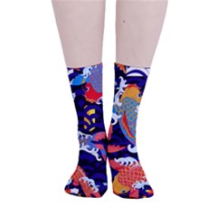 Koi Fish Traditional Japanese Art Smooth Crew Length Tube Socks by Perong