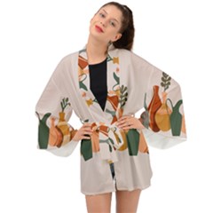 Drawing Botanical Long Sleeve Kimono by Perong