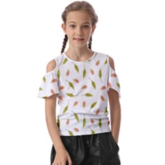 Leaves Pattern Seamless Texture Kids  Butterfly Cutout T-shirt by Perong