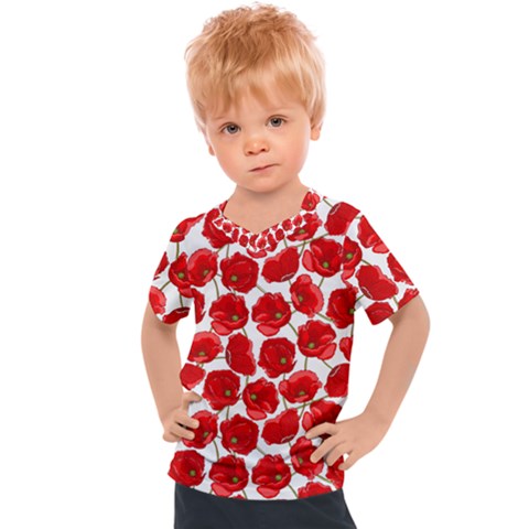 Flower Poppies Plant Petal Kids  Sports T-shirt by Perong