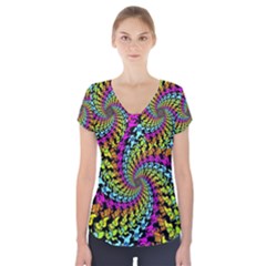 3d Grateful Dead 90 s Neon Dancing Bears Short Sleeve Front Detail Top by Perong