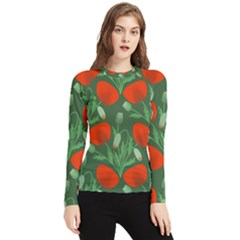 Poppy Fierce Wolf Poppies Bud Women s Long Sleeve Rash Guard by Perong